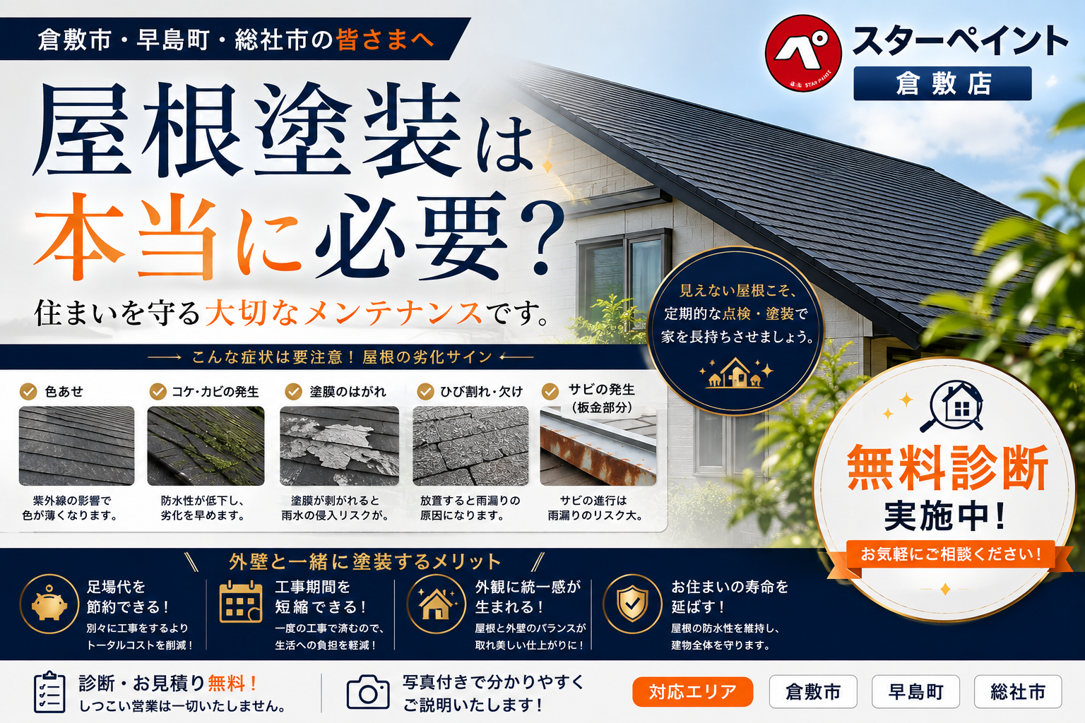 【屋根塗装は本当に必要？】外壁と同時施工がおすすめな理由を徹底解説｜倉敷市・早島町・総社市